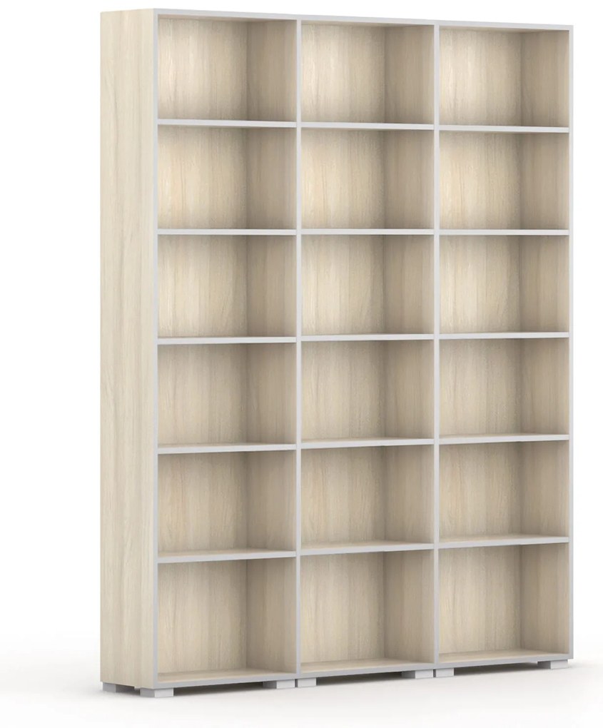 Knižnica SILVER LINE, 3 stĺpce, 2230 x 1800 x 400 mm, dub prírodný