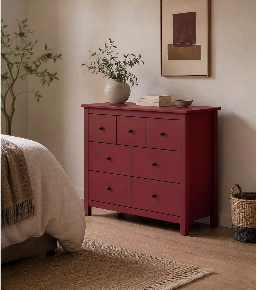 Červená nízka komoda z borovicového dreva 110x80 cm Misti – Marckeric