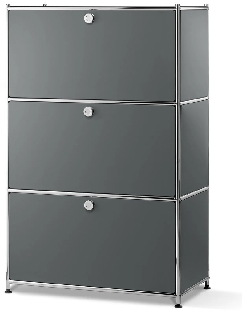 Kovový regál »CN3« s 3 výklopnými priehradkami, sivý