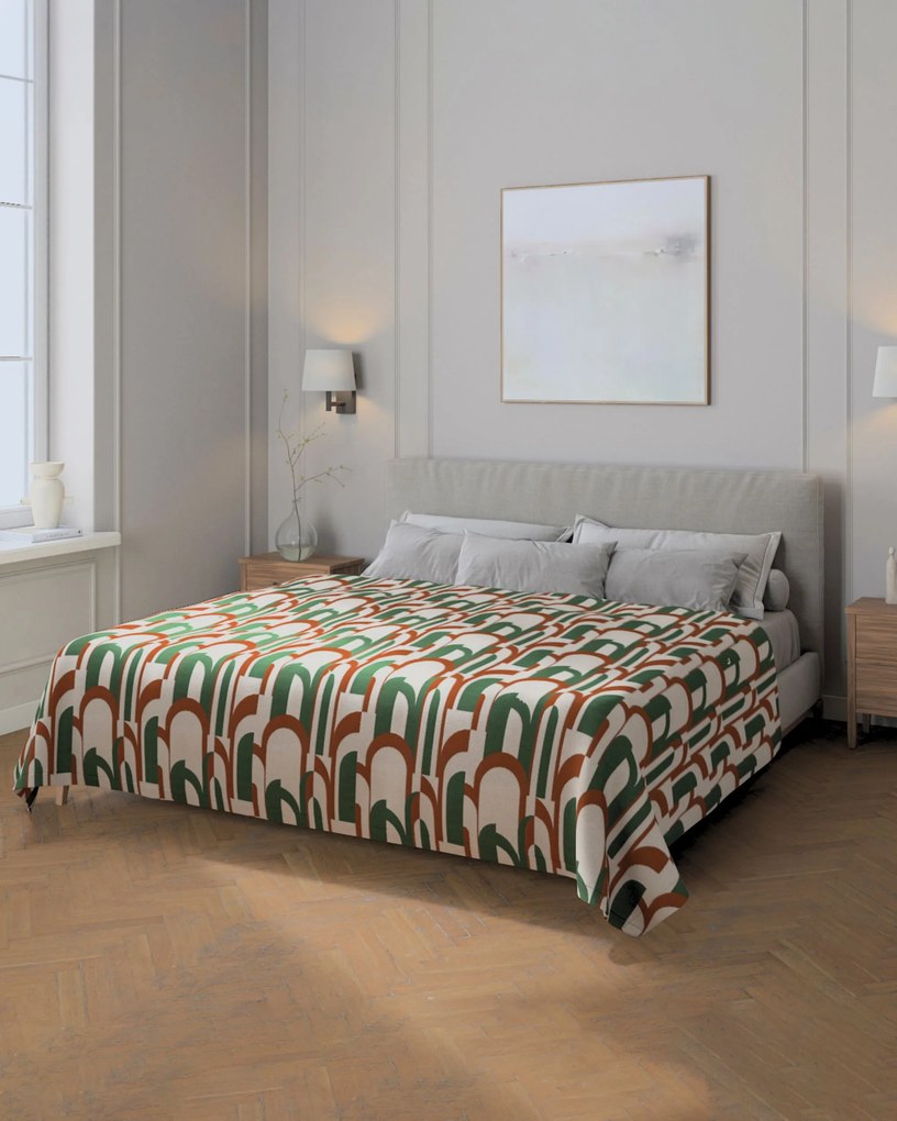 Prehoz na posteľ 220x260 cm farba produktu zelená látka zapletaná, vzorované