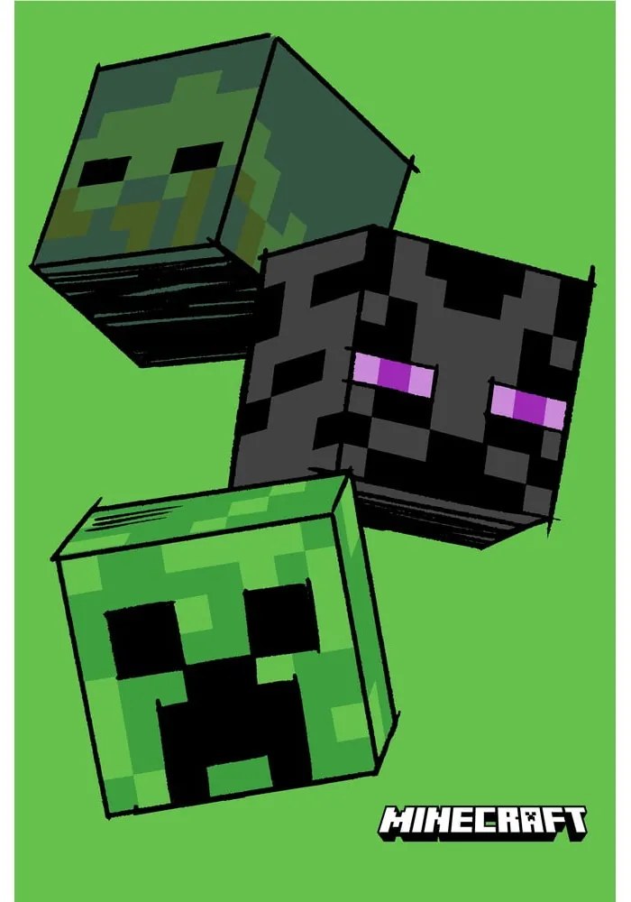 Zelená fleecová detská deka 100x150 cm Minecraft "The Mobs" – Jerry Fabrics