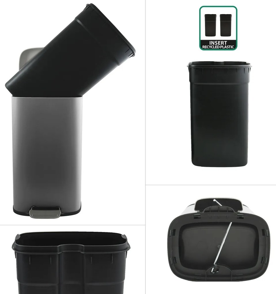 Spirella Pedálový odpadkový kôš soft-close Akira 30 l, matná sivá, 30 l