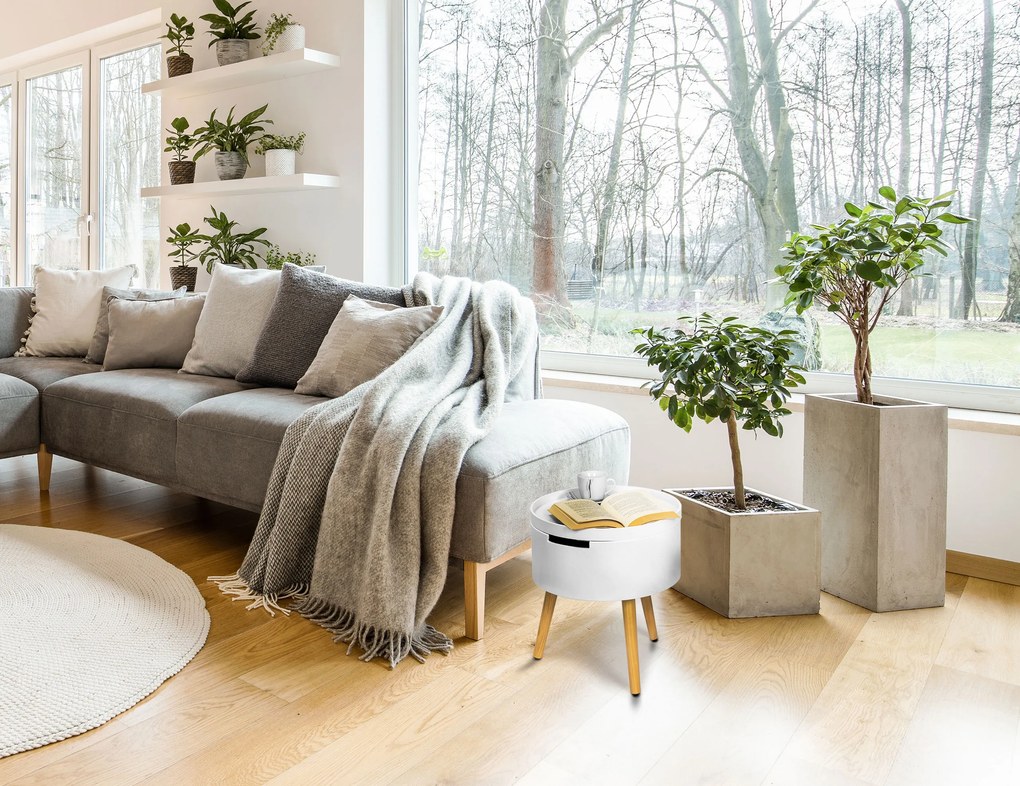 ModernHome Okrúhly konferenčný stolík s úložným priestorom
