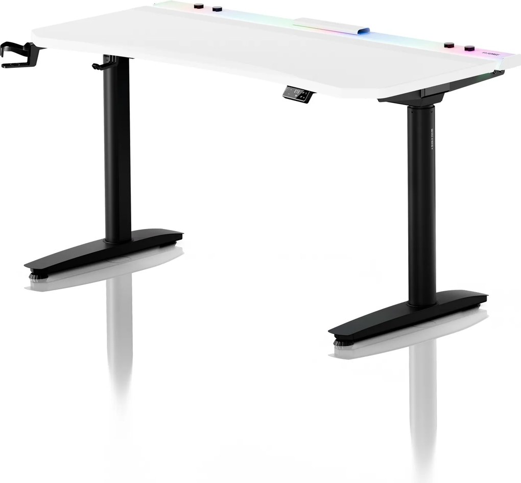 Elektrický herný stôl RGB s držiakmi, bielo-čierny, 140 cm: Diablo X-Forge 1400