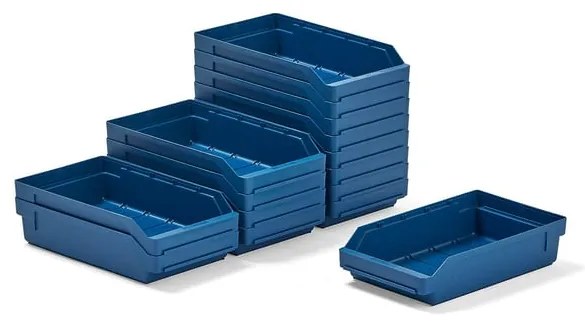 Plastové boxy na súčiastky REACH, 400x240x95 mm, 15 ks, modré