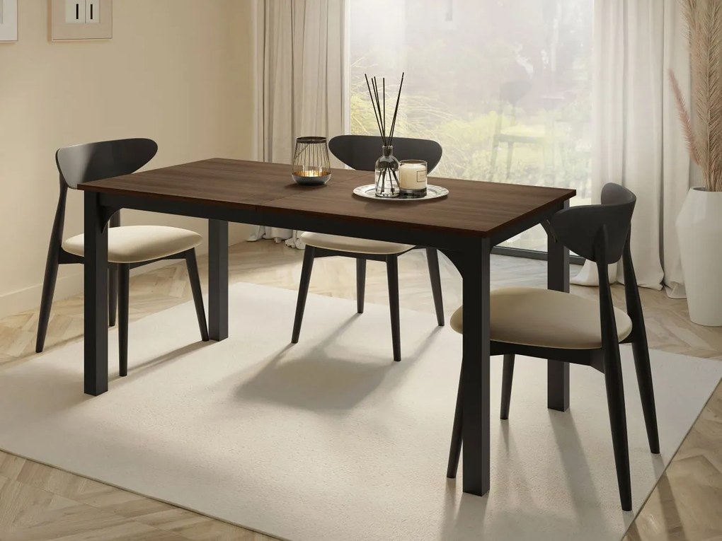 Rozkladací jedálenský stôl Limaino 160, Farby: čierna / mramor bianco