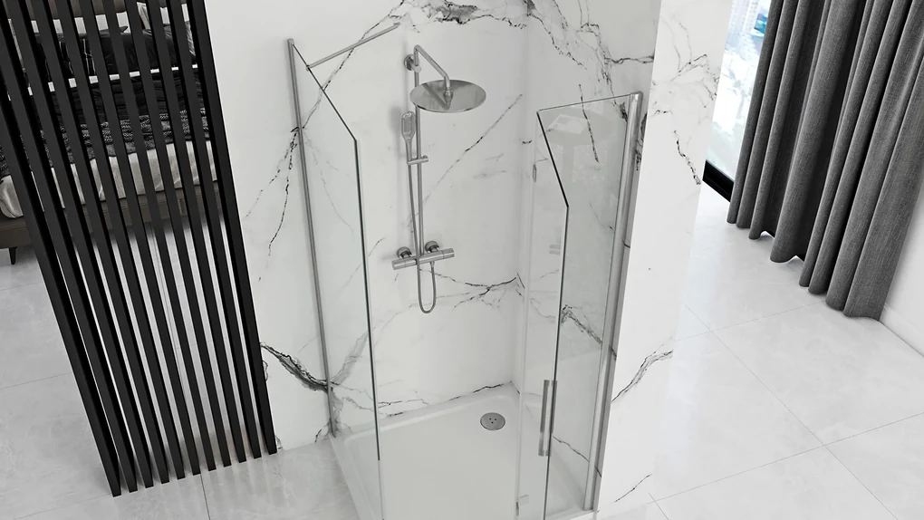Rea Molier, sprchová kabína 100(dvere) x 80(stena) x 190 cm, 6mm číre sklo, chrómový profil, KPL-K1371