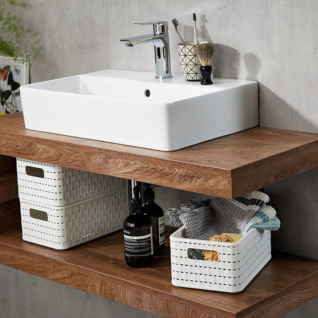 Rotho Plastový košík COUNTRY, rovný, béžový (28l - 43x33x22)