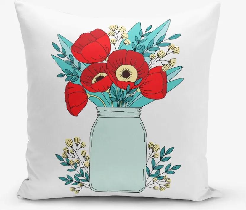 Obliečka na vankúš s prímesou bavlny Minimalist Cushion Covers Flowers in Vase, 45 × 45 cm