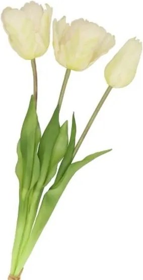 Kytice 3ks bílých realistických tulipánů Tulips - 45 cm