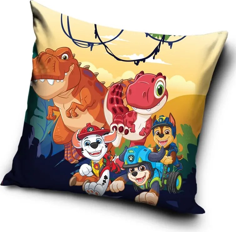 Carbotex Obliečka na vankúšik 40x40 cm - Labková patrola Výprava za dinosaurami