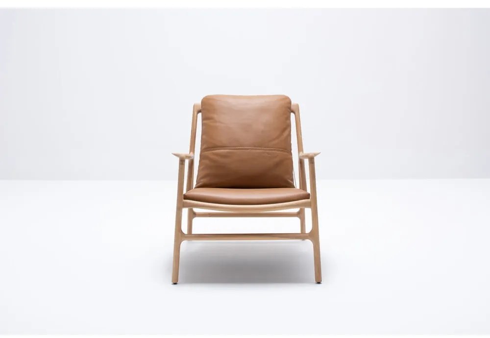 Kožené kreslo v hnedo-prírodnej farbe Dedo – Gazzda