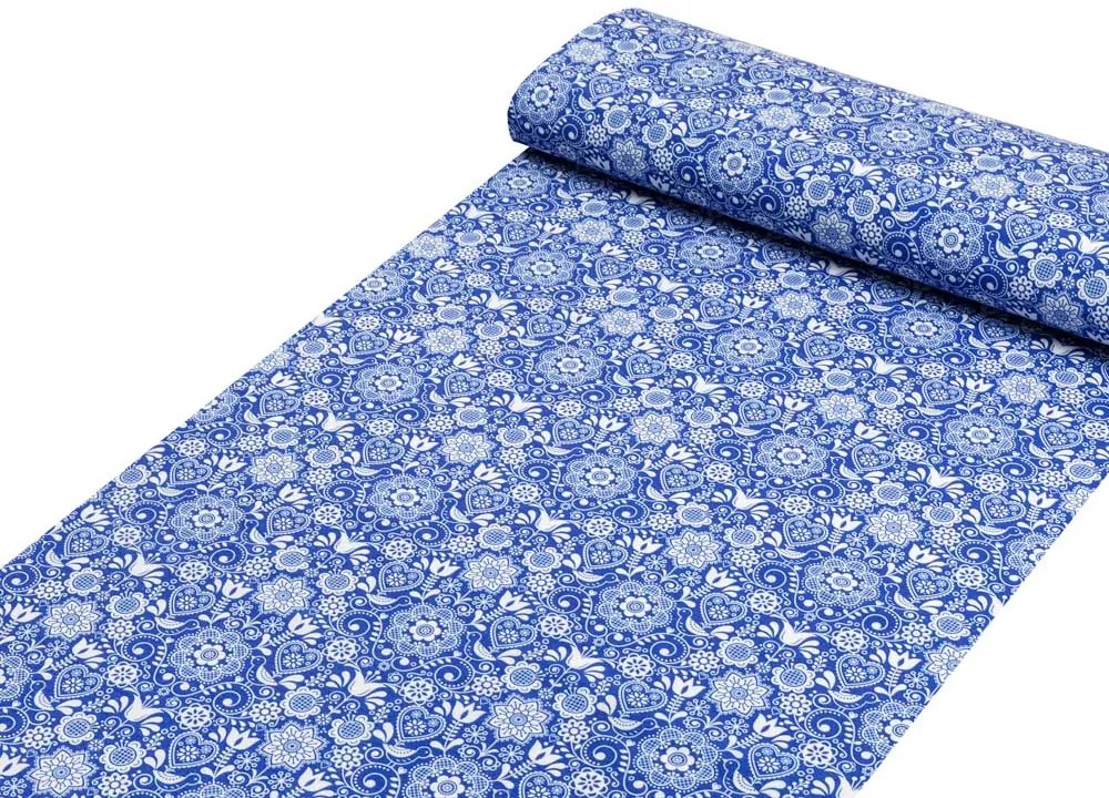 Biante Dekoračný obdĺžnikový obrus PML-100 Modro-biely ľudový ornament 100x160 cm