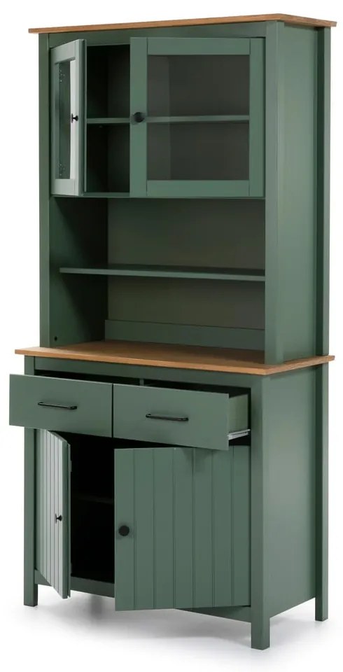 Zelená vitrína z borovicového dreva 90x180 cm Miranda – Marckeric