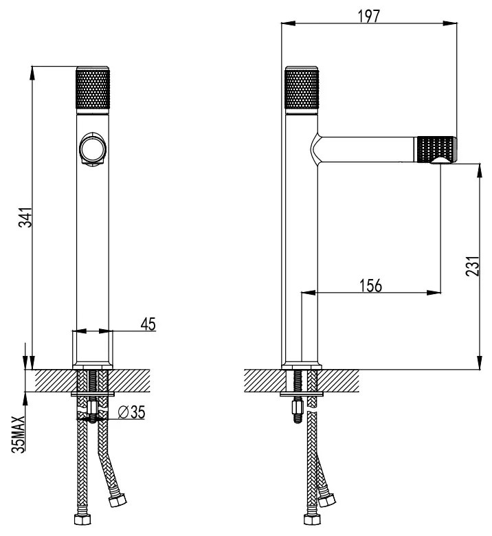 F-Design Ardesia, vysoká umývadlová batéria, čierna matná-ružové zlato, FD1-ARD-2L-25