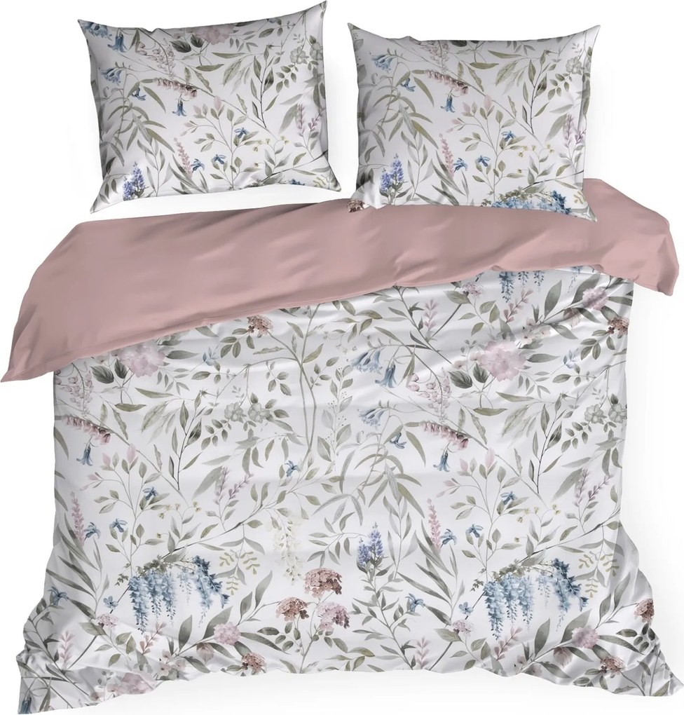 SATÉNOVÉ OBLIEČKY SPRING51 160X200 CM, 2 KS 70X80 CM KVETY