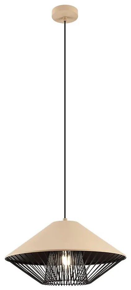 Redo 01-3007 - Závesný luster na lane GRILL 1xE27/42W/230V pr. 39,6 cm čierna/béžová