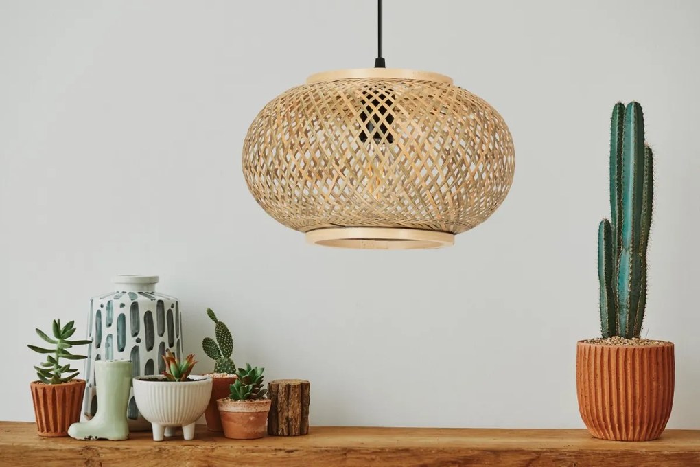 Závesná lampa La Belle Boho III čierna/hnedá