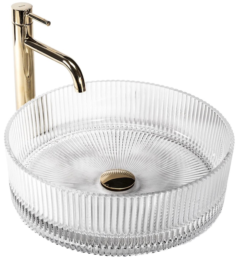 Rea Ingrid, sklenené umývadlo na dosku 40x40x13 cm, číra, REA-U0278