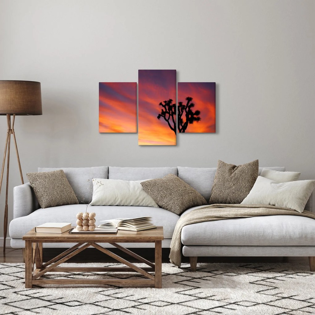 Obraz západu slnka nad siluetou stromu (90x60 cm)