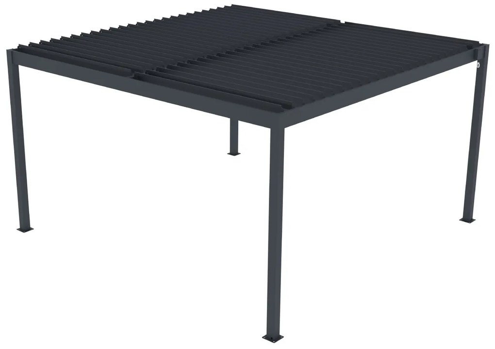 Hliníková bioklimatická pergola s lamelami BestBerg BBP-16G / 4 x 4 m / sivá