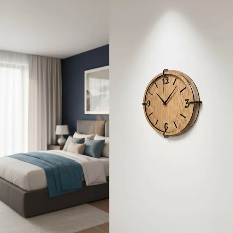 3D Nástenné hodiny Zlatý dub, tiché, moderné | SENTOP HDF0601-OAK