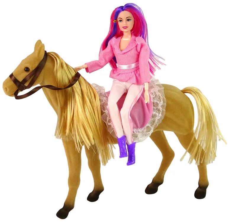 Lean Toys Bábika jazdec s hnedým koníkom