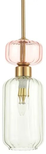 Luster na lanku MOLLY 1xE14/40W/230V pr. 12 cm zlatá/zelená/ružová