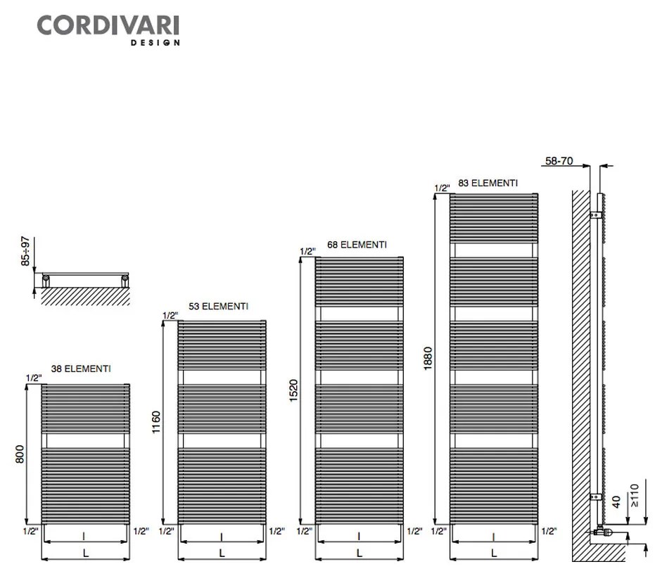 Cordivari Dafne - Radiátor 1160x600 mm, biela lesklá 3551676101009
