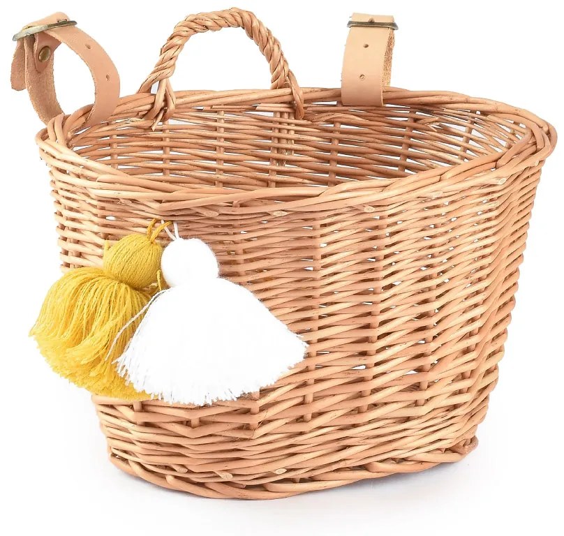 Kôš na bicykel prútený Bambini VI. so strapcamiš. 25 x hl. 20 x v. 16(cm)