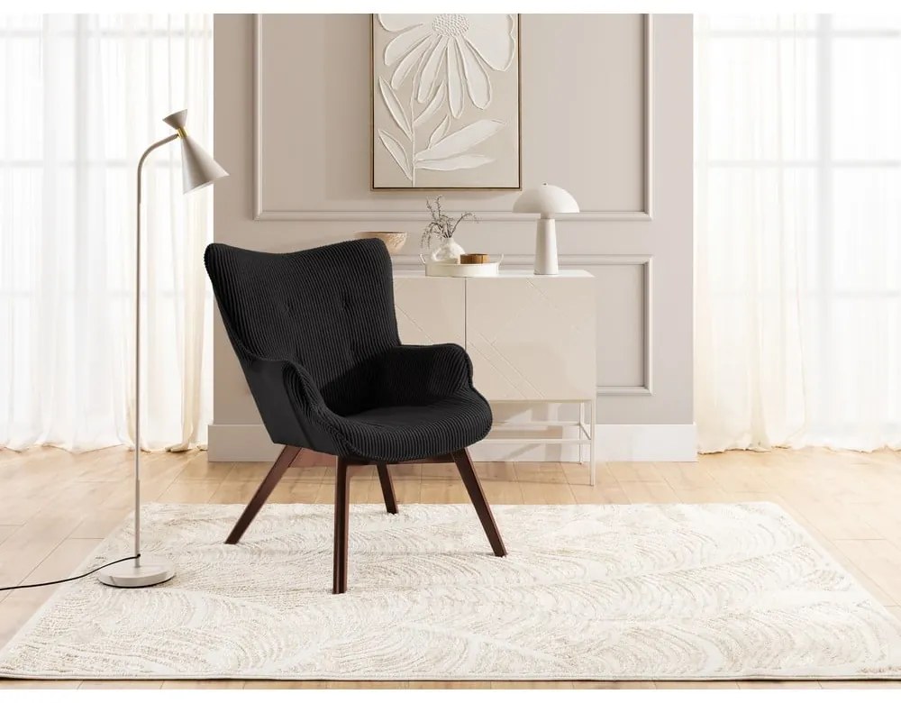 Čierne menčestrové kreslo Niko – Ropez