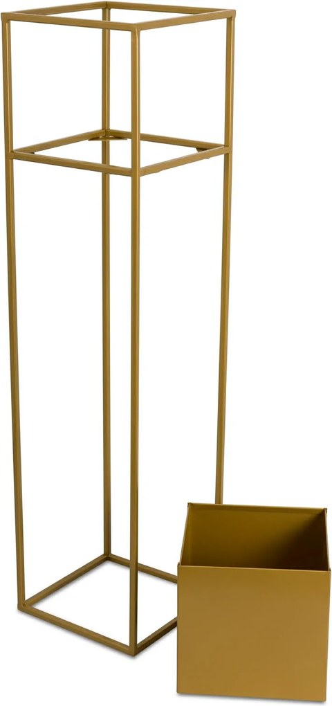 KOVOVÝ KVETINÁČ SO STOJANOM PLAIN 90X24 CM ZLATÁ