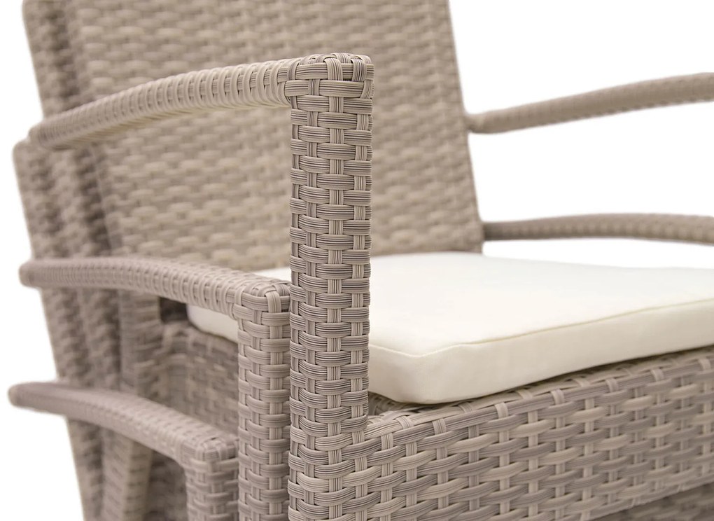 DEOKORK Záhradné ratanové kreslo NAPOLI s poduškou (sivo-béžová)