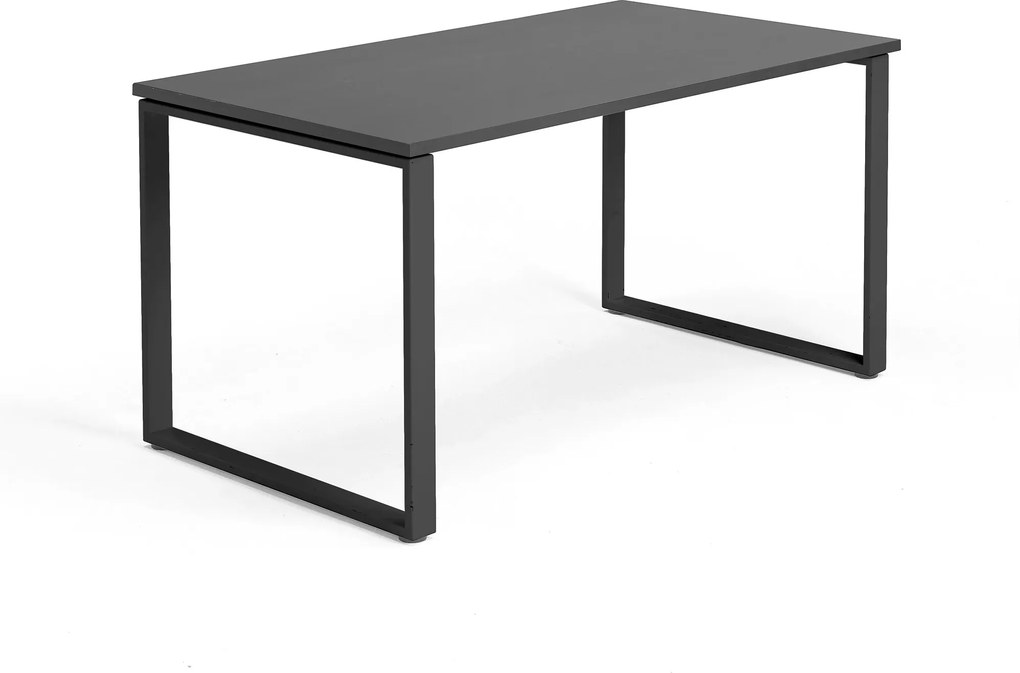 Kancelársky pracovný stôl Modulus, O-rám, 1400x800 mm, čierna/čierna