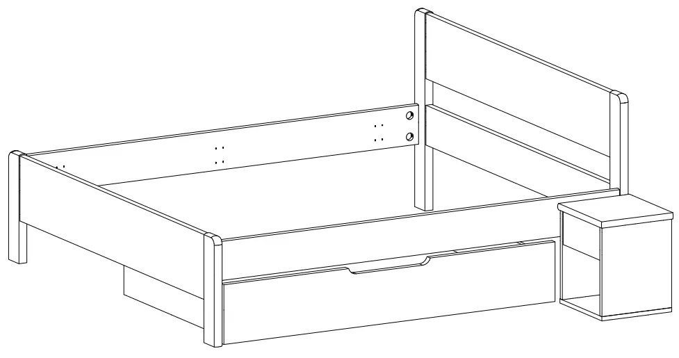 BMB BOČNÁ ZÁSUVKA k posteli SOFI XL a SOFI LUX XL - dyha dub 3/4 166 cm, dub dyha