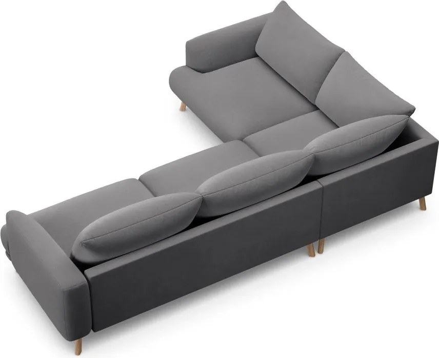 Sivá zamatová rohová pohovka (ľavý roh/do L) Naomi – Micadoni