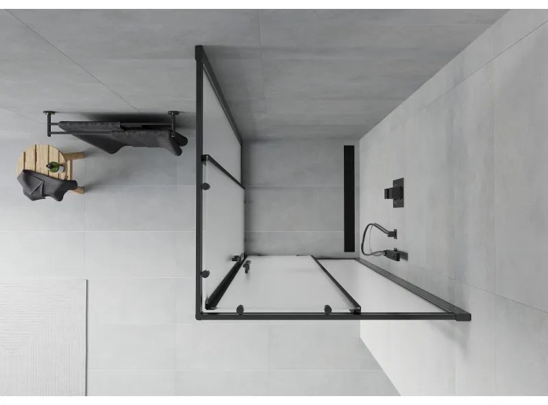 Mexen Rio, štvorcový sprchovací kút s posuvnými dverami 80(dvere) x 80(dvere) x 190 cm, 6mm sklo námraza, čierny profil, 860-080-080-70-30