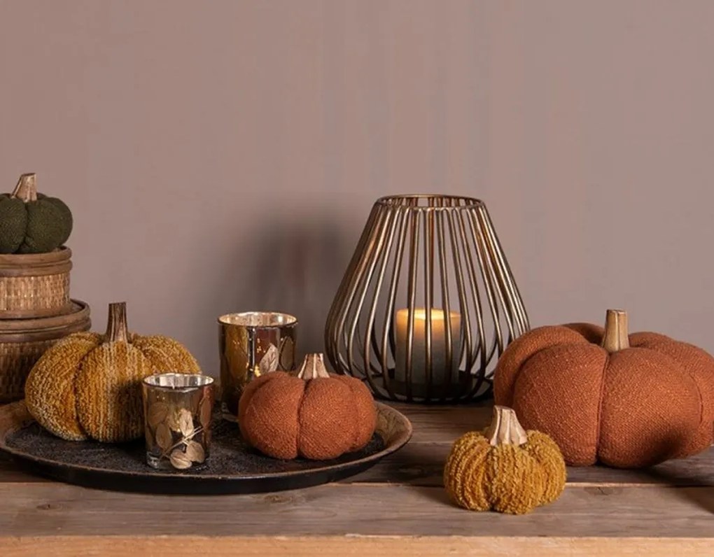 Zelená textilná dekorácia tekvice Pumpkin - Ø 15*13 cm