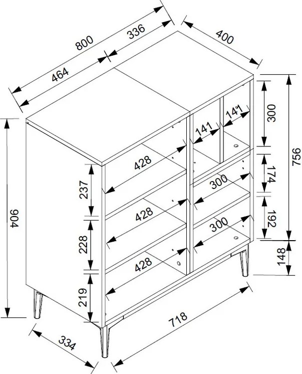 Skrinka 2-dverová Nola, dub artisan/čierna