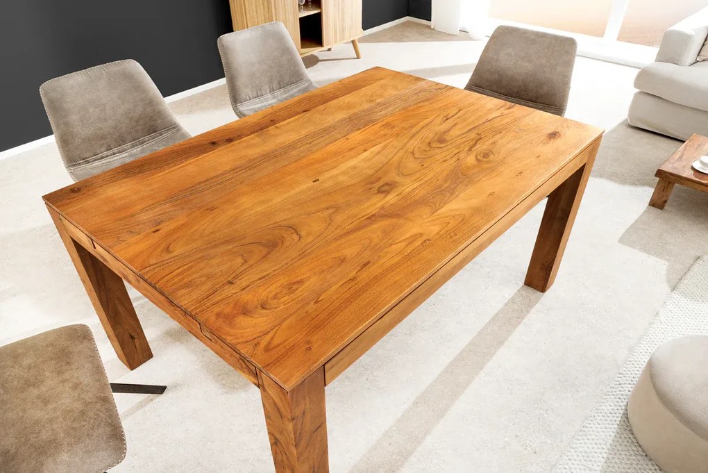 Rozkladací jedálenský stôl 120‑200 cm akáciové medové prírodné drevo
