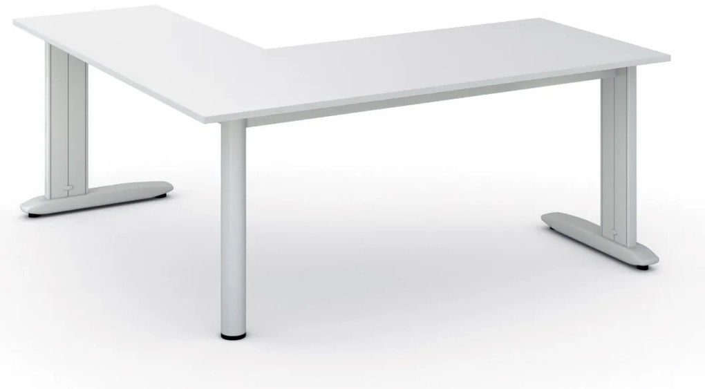Rohový kancelársky písací stôl PRIMO FLEXIBLE, 180x180 cm, biela