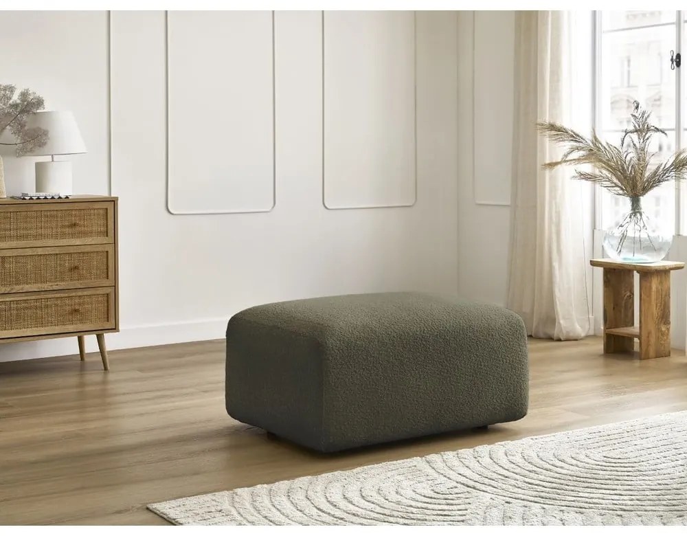 Zelená podnožka z textílie bouclé Tina – Bobochic Paris