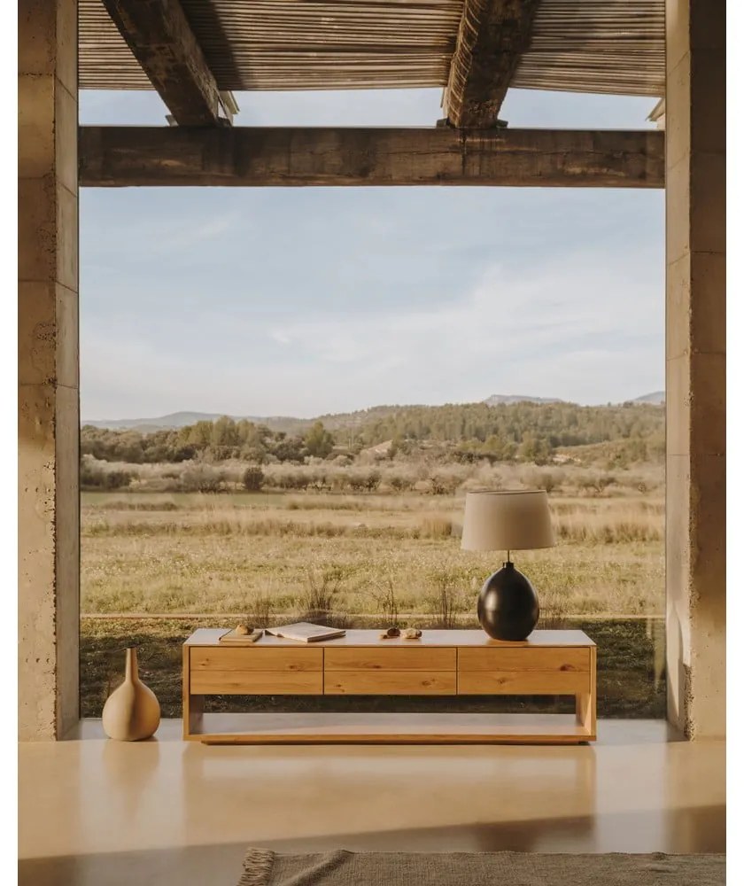 Čierno-biela stolová lampa s textilným tienidlom (výška 72 cm) Foixa – Kave Home