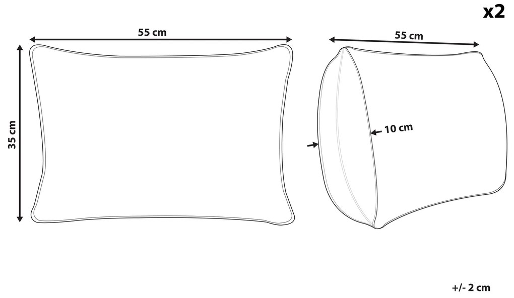 Sada 2 bavlnených vankúšov so strapcami 35 x 55 cm sivá LYTHRUM Beliani