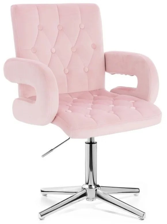 LuxuryForm DESIGN Stolička BOSTON VELUR na striebornom kríži - svetloružová