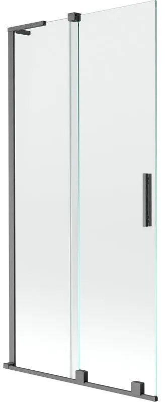 Mexen Velar L, 2-krídlová posuvná vaňová zástena 95 x 150 cm, 8mm číre sklo, brúsený grafit, 896-095-003-01-66