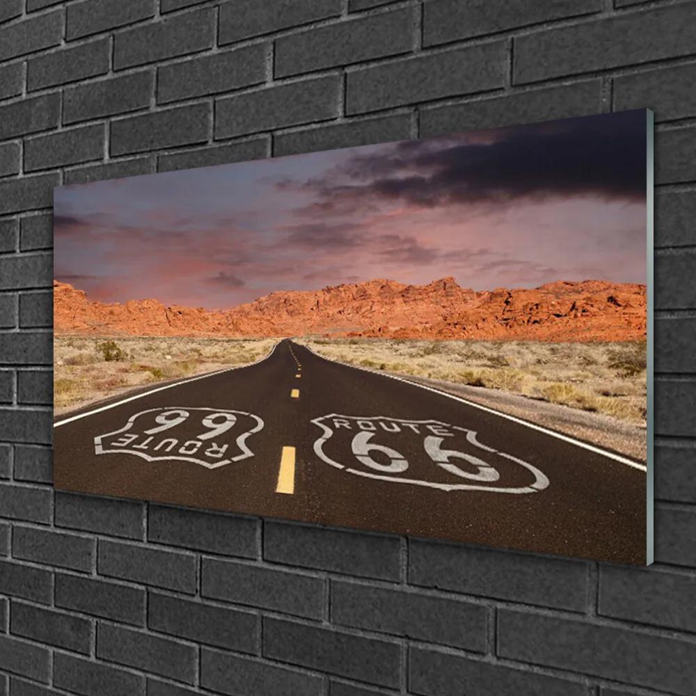 Skleneny obraz Diaľnica cesta púšť 120x60 cm