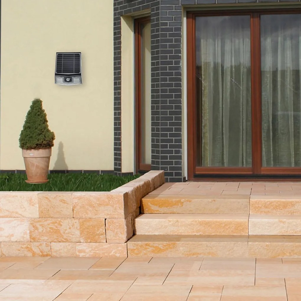 Exteriérové solárne nástenné LED svietidlo Solar, 1x LED 7w, čierna, pohybový senzor