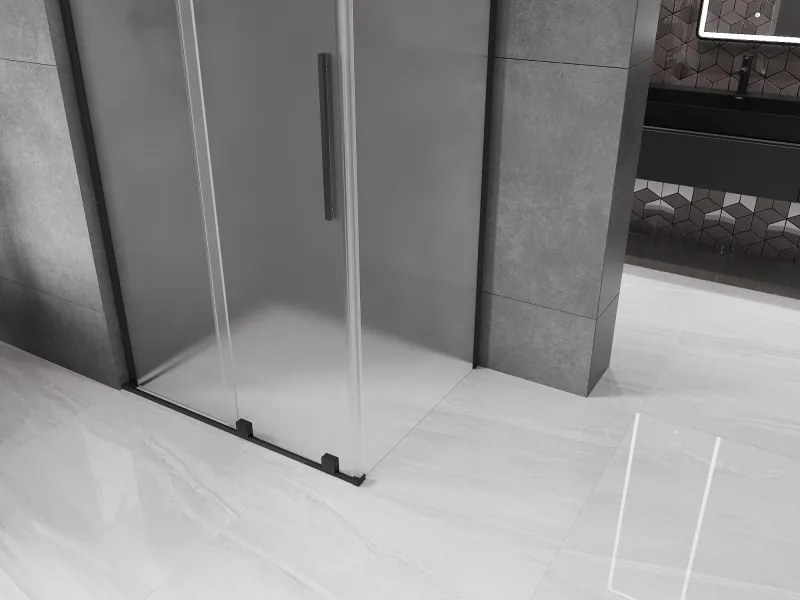 Mexen Velar L, sprchový kút s posuvnými dverami 120 x 110 cm, 8mm sklo námraza, čierna matná, 871-120-110-33-70