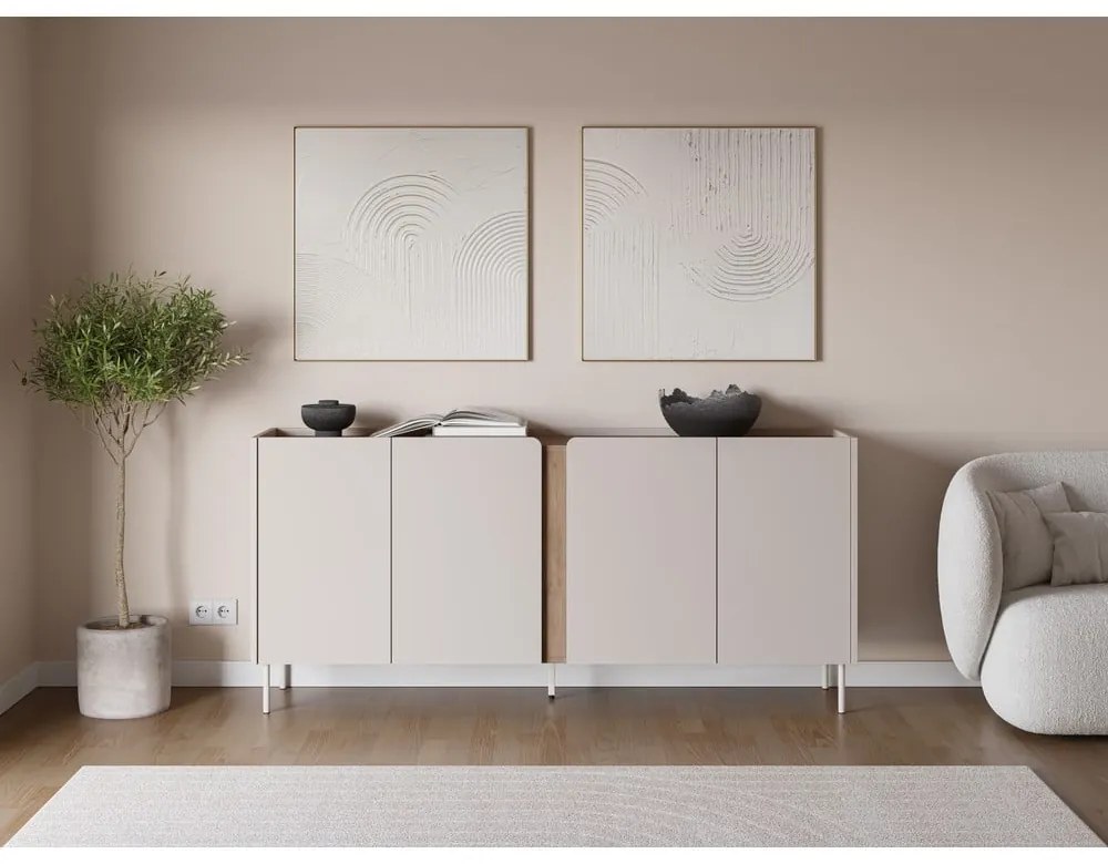 Komoda v dekore duba v krémovo-prírodnej farbe 180x82x40 cm Lucile – Marckeric